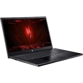 Siyah Acer Nitro V 15 ANV15-51-53S1 oyuncu laptop, açık ekranlı ve ince çerçeveli tasarımıyla önden görünüm