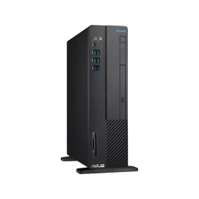Asus D641SC-I59500008D masaüstü bilgisayar, siyah ince kasa tasarımıyla önden görüntüleniyor