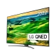 LG 86QNED816QA Ultra HD 4K QNED televizyon, genel siyah tasarım ve canlı manzara ekranı