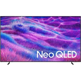Samsung 100QN80F Neo QLED Ultra HD 4K TV, canlı renkli manzara ekranıyla önden vitrin görünümü