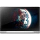 Lenovo Yoga 2 Pro gümüş renkli tabletin ekranında dünya görüntüsü, uygun fiyatlı tablet vitrini.
