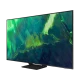 Samsung 75Q70A Ultra HD 4K QLED TV, ince siyah tasarım ve canlı yeşil ekranda dizi sahnesi