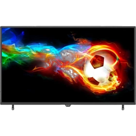 Axen AX43DIL13-TNR Full HD LED televizyon, siyah çerçeveli ekranda renkli futbol topu görüntüsü