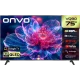 Onvo 75VQ90F3UB Ultra HD 4K TV, çiçek görüntülü ekranı ve ayaklı tasarımıyla önden görünüm