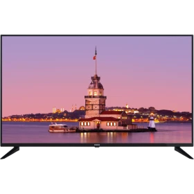 Vestel 49UB9100 Ultra HD 4K LED televizyon, siyah çerçeveli ekranda Kız Kulesi görüntüsüyle