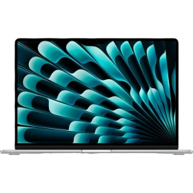 Apple MacBook Air M5 10CPU 10GPU 15.3 inç laptop, gümüş renk ön açık görünüm ana ürün sunumu