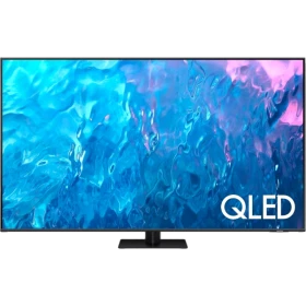 Samsung 85Q70C QLED Ultra HD 4K TV, ince siyah tasarım ve su efektli canlı ekran görüntüsü