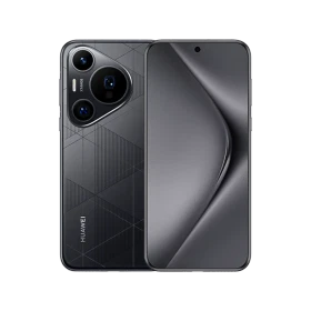 Huawei Pura 70 Pro Plus siyah akıllı telefon, ön ve arka yüzüyle çoklu kamera modülü görünümü