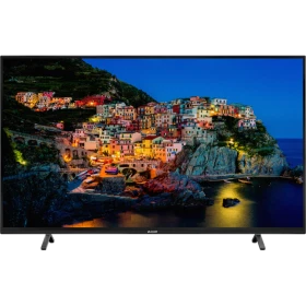 Arçelik A65L 9765 5B Ultima UHD Ultra HD 4K LED televizyon, manzara gösteren siyah ekranıyla önden görünüm