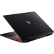 Acer Nitro V 16 ANV16-71-751Z siyah oyuncu laptop, arkadan çapraz açıyla yarı açık tasarım ve turuncu klavye