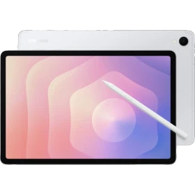 Samsung Galaxy Tab S11 5G 256 GB gümüş oyuncu tablet, S Pen ile tablet ekranında renkli arayüz.