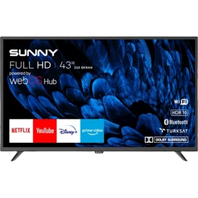 Sunny SN43DAL540C Full HD 43 inç televizyon, siyah çerçeveli ekran ve ayaklı tasarım