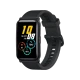 Honor Watch ES siyah akıllı saat, renkli sağlık göstergeleri bulunan dikdörtgen ekranıyla önden görünür.