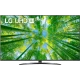 LG 65UQ81006LB Ultra HD 4K LED televizyon; bambu manzara ekranda, ön görünüm siyah çerçeveli.