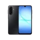 Samsung Galaxy A17 siyah akıllı telefonun ön ve arka yüzü, geniş ekran ve üçlü arka kamera tasarımı