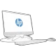 HP 200 G3 3VA48EA beyaz masaüstü bilgisayar; ekran, klavye ve fare birlikte görülüyor.