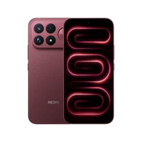 Xiaomi Redmi K100 Pro Max kırmızı akıllı telefonun ön ve arka yüzü, çoklu kamera tasarımıyla birlikte