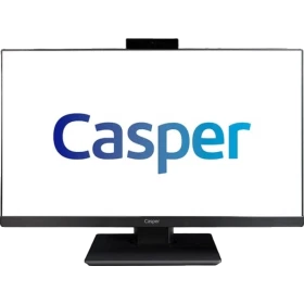 Casper Nirvana A5H.1040-8D00X-V masaüstü bilgisayarın önden görünümü, beyaz ekranda Casper logosu.