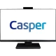Casper Nirvana A5H.1040-8D00X-V masaüstü bilgisayarın önden görünümü, beyaz ekranda Casper logosu.