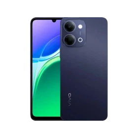 Vivo Y11d siyah akıllı telefon, önden ekran ve arkadan çift kameralı ince tasarımıyla gösteriliyor