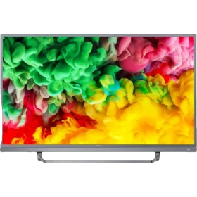 Philips 55PUS6803 Ultra HD 4K LED televizyon, renkli çiçek görüntülü vitrin ekranı, siyah tasarım