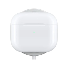 Apple AirPods 3 Tam Kablosuz beyaz kulaklık şarj kutusu, önden görünüm