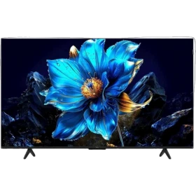 TCL 55P79K Ultra HD 4K LED televizyon; ekranda mavi çiçek deseniyle ön vitrin görünümü