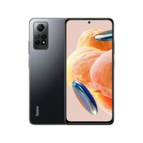 Xiaomi Redmi Note 12 Pro siyah akıllı telefon, ön ekran ve arka kamera modülüyle önden arkaya görünüm
