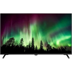 Sunny SN49FIL27 Full HD FHD TV, siyah çerçeveli televizyon ve ekranda kuzey ışıkları görüntüsü