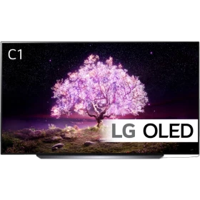LG OLED83C14LA Ultra HD 4K OLED televizyon; ekranda ağaç ve yıldızlı manzara, genel renk tasarım