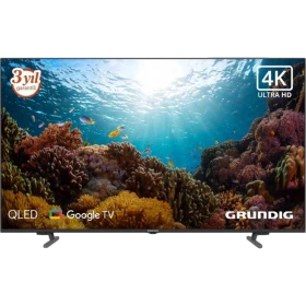 Grundig 65 GJQ 9200 A Ultra HD 4K LED televizyon, siyah çerçeveli ve deniz yaşamı görüntüsüyle.