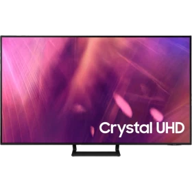 Samsung 55AU9000 Ultra HD 4K LED televizyon ekranında Crystal UHD yazısı görünen vitrin görseli