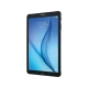 Samsung Galaxy Tab E SM-T560 Wi-Fi siyah tablet ön yüzünde mavi ekran görüntüsü ile tasarımı