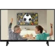 Vestel 43FA7300 Full HD LED televizyon, futbol maçı izleyen baba ve oğul sahnesiyle önden görünüm