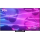 TCL 75C745 Ultra HD 4K LED TV, mor neon arka planlı vitrin ekranı, Google TV logosu görünüyor