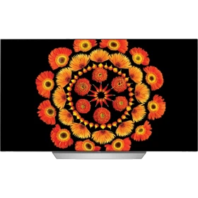 LG OLED65C7D Ultra HD 4K TV, siyah çerçeveli ekranda çiçek desenli canlı görüntü