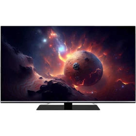 Vestel 55OG9930 Ultra HD 4K OLED televizyon, ince siyah çerçevesi ve uzay temalı ekranıyla önden görünüm