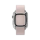 Apple Watch 38 mm gümüş paslanmaz çelik kasa ve modern tokalı açık pembe kayışlı akıllı saat