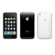 Apple iPhone 3GS siyah akıllı telefonun ön ekranı ve arka kapağı, Apple logosu ile birlikte gösteriliyor