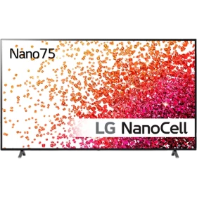 LG 70NANO756PA Ultra HD 4K LED televizyon; NanoCell ekranında renkli çip temalı vitrin görseli