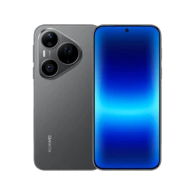 Siyah Huawei Pura 90 Pro akıllı telefon, ön ekranı ve üçlü arka kamera tasarımıyla ana ürün görünümü