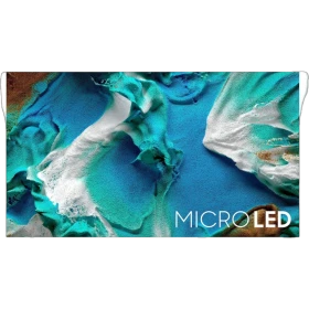 Samsung 114MS1C Ultra HD 4K Micro LED televizyon ekranı, canlı renkli sahne ve MicroLED yazısı ile vitrin görseli