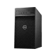 Dell Precision T3630 Delta siyah masaüstü bilgisayar kasası, ön paneli ve Dell logosuyla önden görünür.