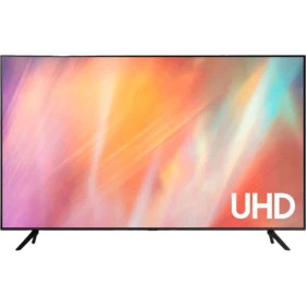Samsung 50AU7200 Ultra HD 4K LED televizyon, genel renkli modern tasarım ön panel ekranı