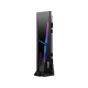 MSI Trident A Plus 9SC-813EU siyah masaüstü bilgisayar, dikey tasarım ve RGB aydınlatmalı ön paneliyle.