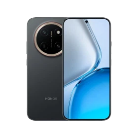 Honor X80 Pro Max gri akıllı telefon, arkadan ve önden görünüm, kamera modülü ve kavisli ekran tasarımı