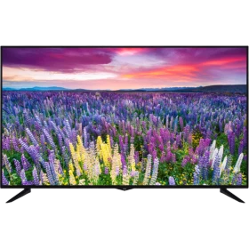 Vestel 55UD8900 Ultra HD 4K LED televizyon, çiçek tarlası manzarası gösteren ekranıyla önden görünür halde