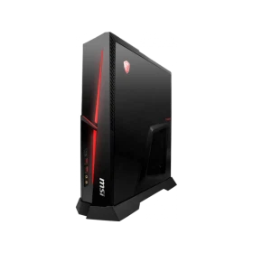 MSI Trident A 9SC-651XTR siyah masaüstü bilgisayar, ince kasası ve kırmızı LED aydınlatmasıyla