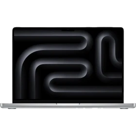 Apple MacBook Pro M3 8CPU 10GPU 14.2 inç gümüş laptop, önden açık ekranlı ince tasarım