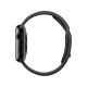 Apple Watch 38 mm uzay siyahı paslanmaz çelik kasa ve siyah spor kordonlu akıllı saatin yandan görünümü